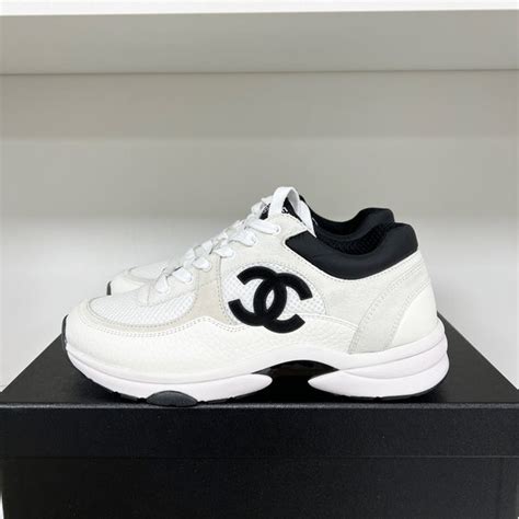 cc chanel sneakers|Chanel black and white sneakers.